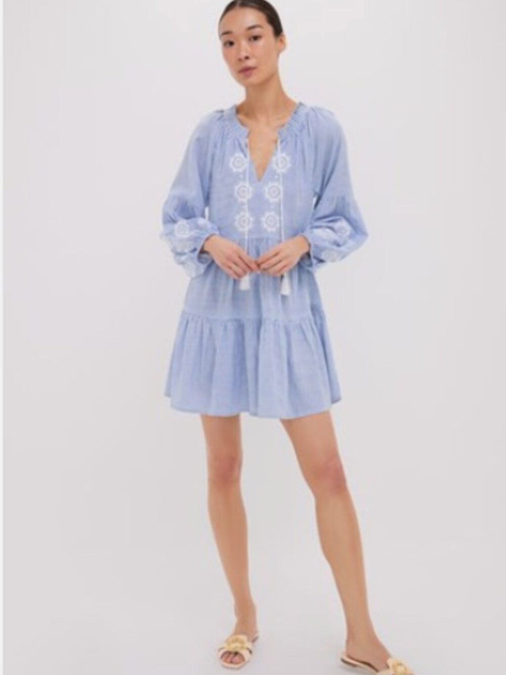 NWT Tuckernuck Embroidered Nautical Stripe Sea Breeze Coverup Sz M Pinstripe